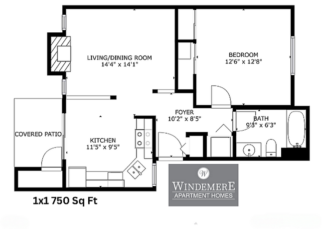 1x1 Floorplan - Windemere Apartments