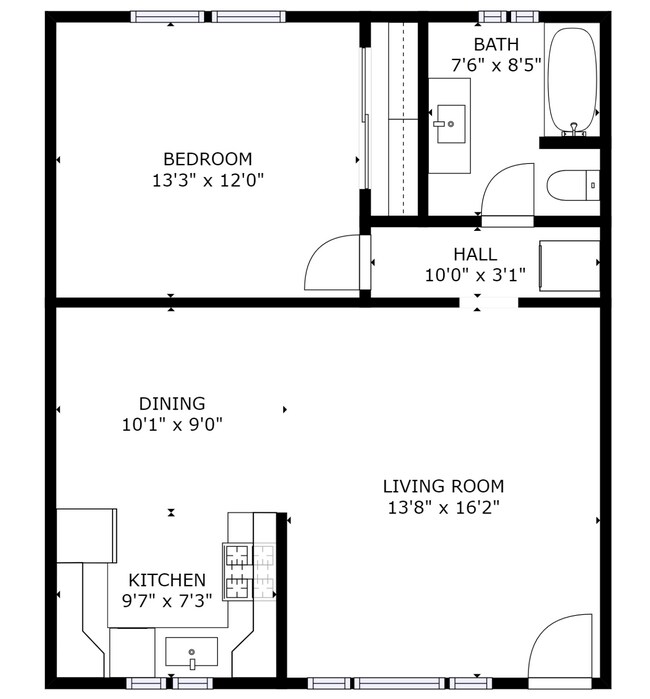 1BR Layout - Winnetka Gardens Apartments