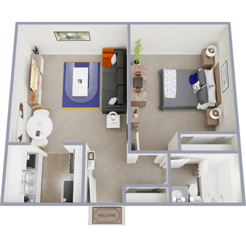 One bedroom, one bath, 500 square foot apartment at Central Heights - Central Heights