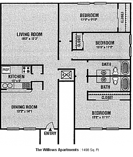 3BR/2BA - The Willows Apartments