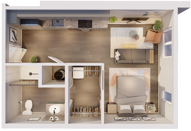 0A ADA Studio Floorplan - 470 SF - South Bank at Quarry Trails