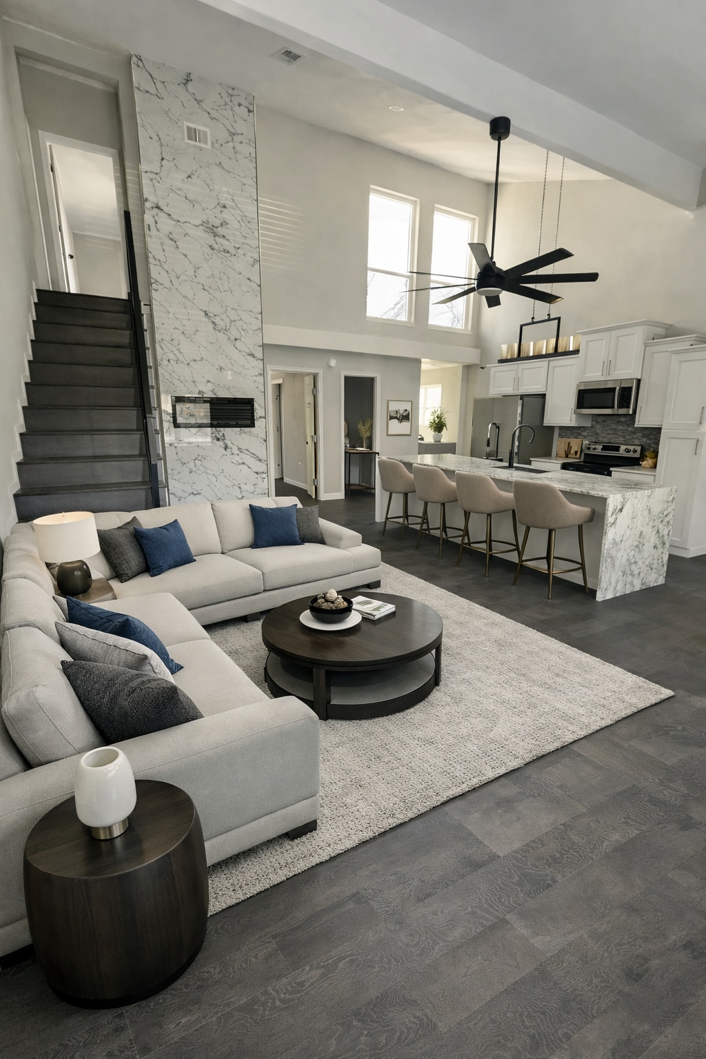 Living with marble fire place - 7215 Holly Hill Dr