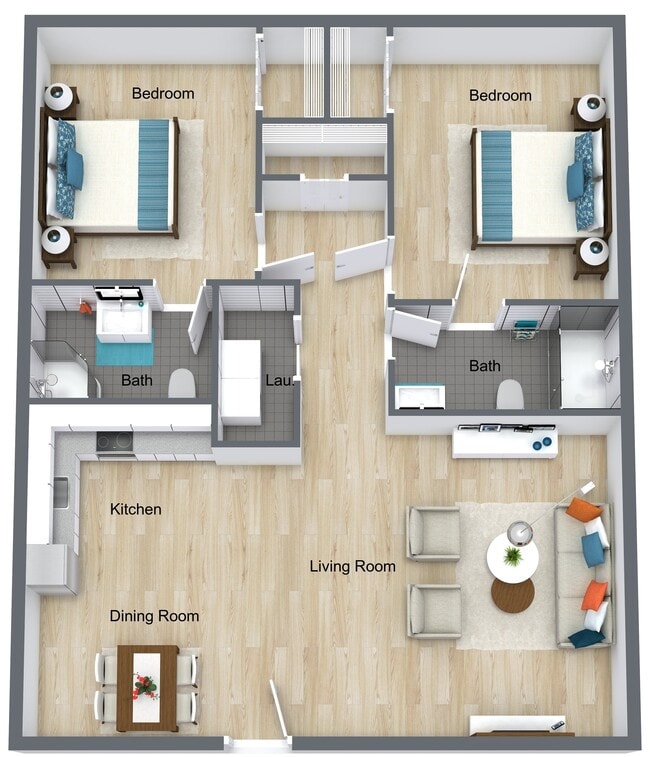 Athena (2x2) Floorplan - Reynolds Place Apartments