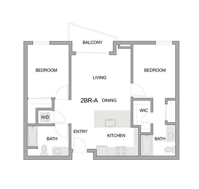2D Floor Plan Rendering of a Two-Bedroom Apartment - Textur