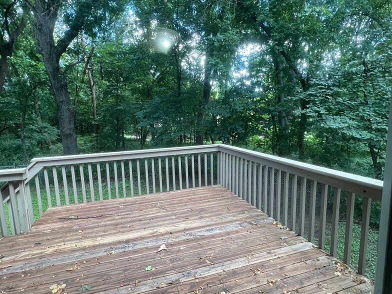 Deck with view of wooded backyard - 6811 Balsam Ln N
