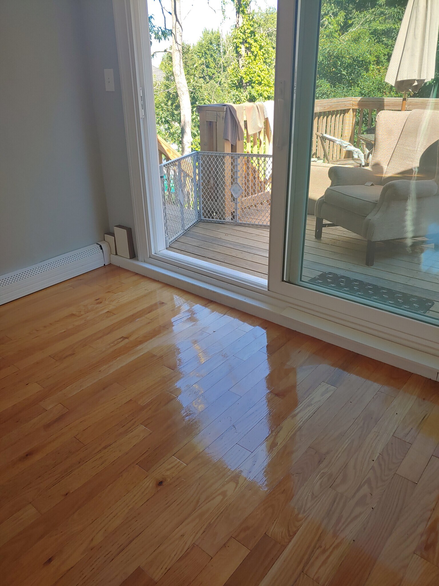 Living room to back deck with slider- very sunny - 623 Old West Central St