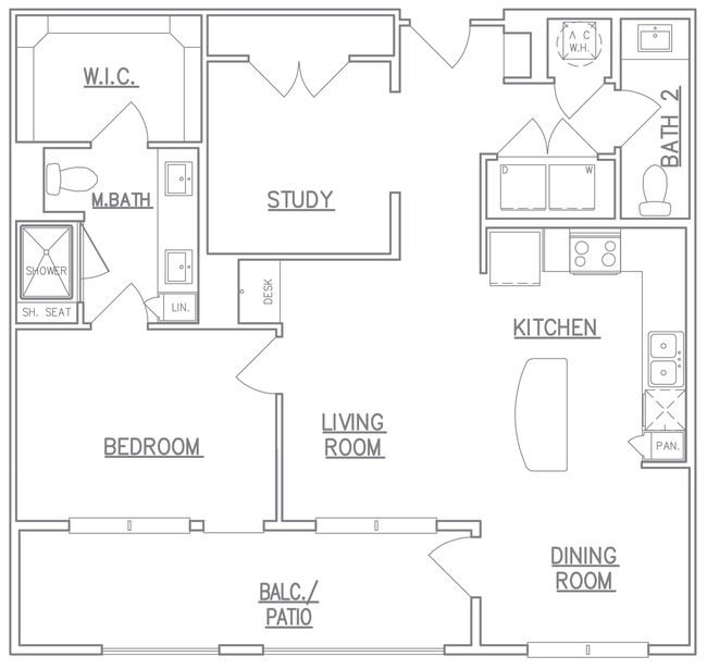 1 Bed/1.5 Bath + Study - Arella on Jones