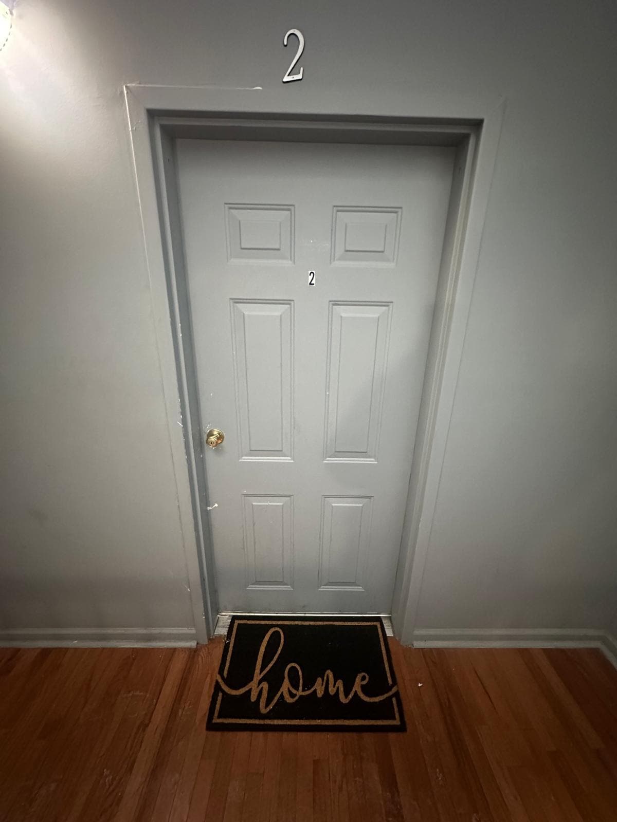 Entry door for apartment 2. The hallway is well lit for renters safety - 1426 Madison Ave