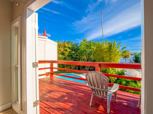 Primary Bedroom #3 deck overlooking pool/yard - 3250 E De Bazan Ave