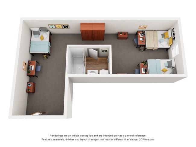 Explore this coz layout with a shared bath and study areas for optimal space usage. - Southgate Campus Centre