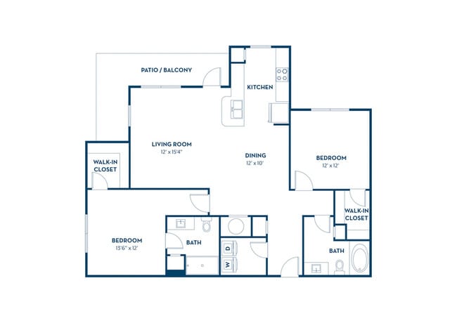 2 Bedroom | 2 Bath | 1243 SF - Cyan Craig Ranch Apartments