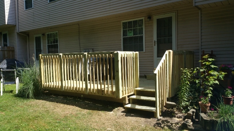 Rear of Townhouse with Deck - 321 Laporte Ct