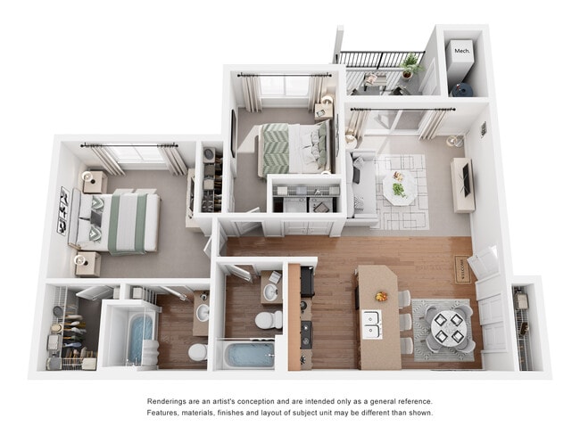 Sandstone A 2BR, 2BA - 937SF - Copper Square
