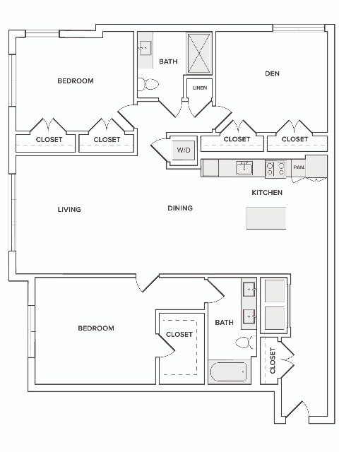 B15D 2 bedroom floor plan - Modera Founders Row