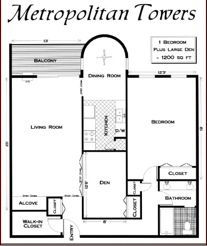 1 Bedroom plus Large Den - Metropolitan Towers