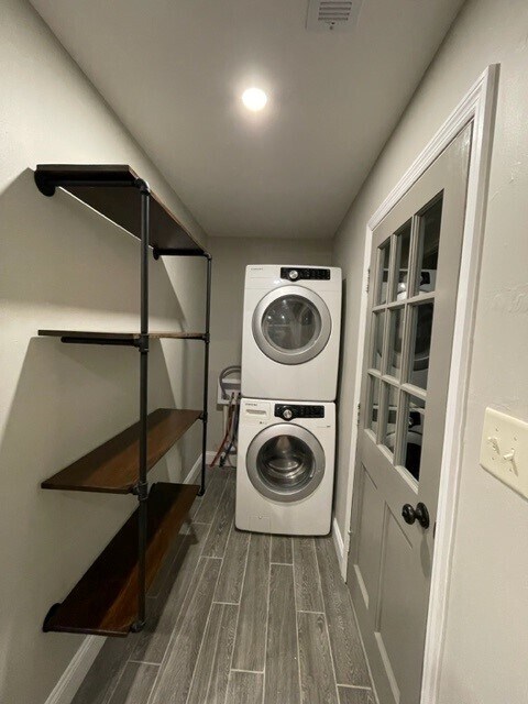 Stack washer and dryer. - 214 E Vermilya Ave