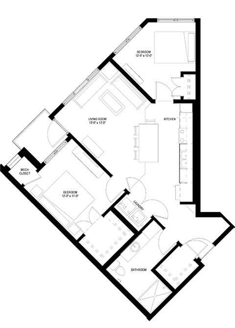 Floorplan - River North 55+ Apartments