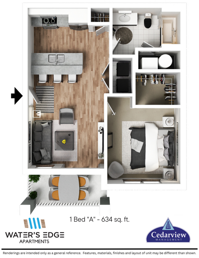 Floorplan - Waters Edge Apartments Bloomington