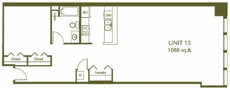 1 Bedroom / 1 Bath / 1088 Sq.Ft. - Eleventh Street Lofts