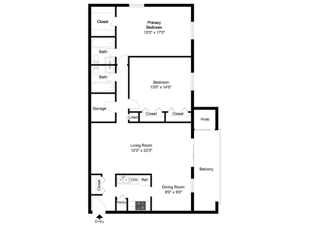 Two Bedroom - Paoli Place North Apartments