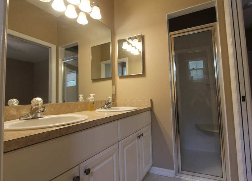 Master bath dressing area with walk in shower - 37410 Picketts Mill Ave