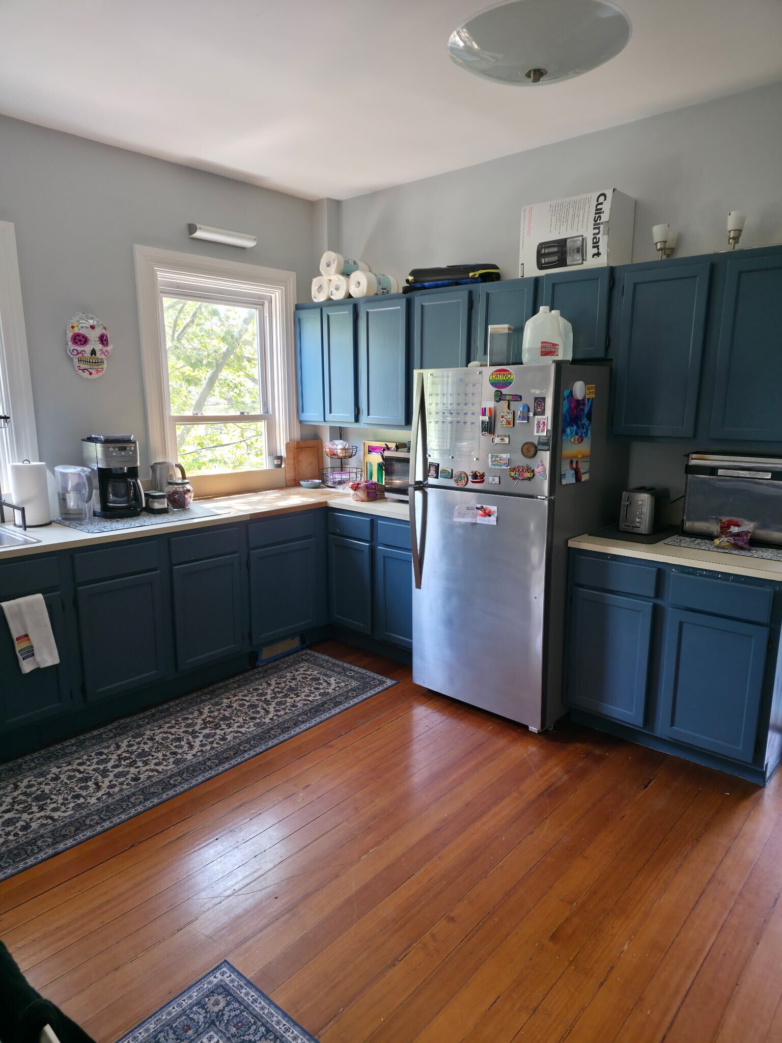 Kitchen fridge and counter with built in butcher block - 86 Holden St