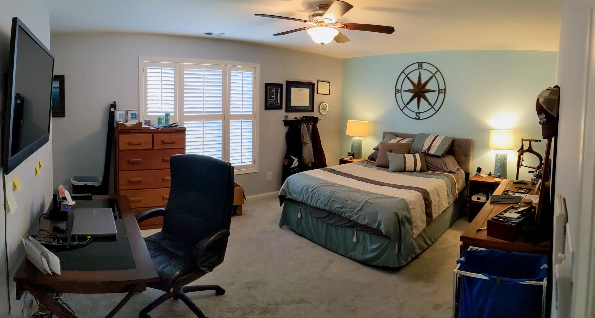 Master bedroom directly off of kitchen and dining area. Accommodates a king mattress and furniture. - 424 Commerce Ave