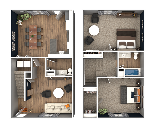 2 Bedroom 1.5 Bathroom Floorplan - Windsor Village