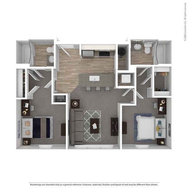 Two Bedroom Floorplan - University Edge | Student Housing
