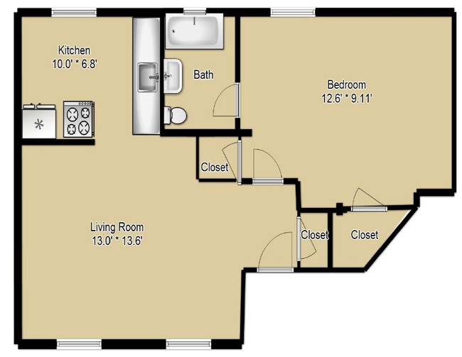 1BR/1BA - Shoreway Court Apartments