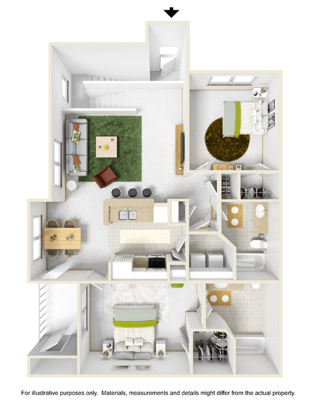 Large Loft 2 Bed Floor 3D Furnished - Highpoint at Pella