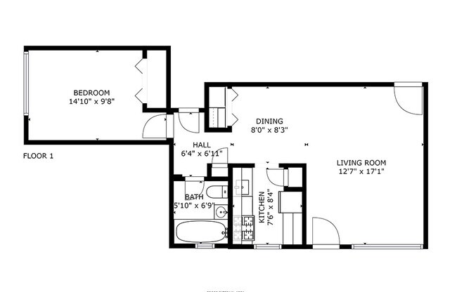 1 BD 1 BA Option B 600 sq ft - Marlow Heights Apartments