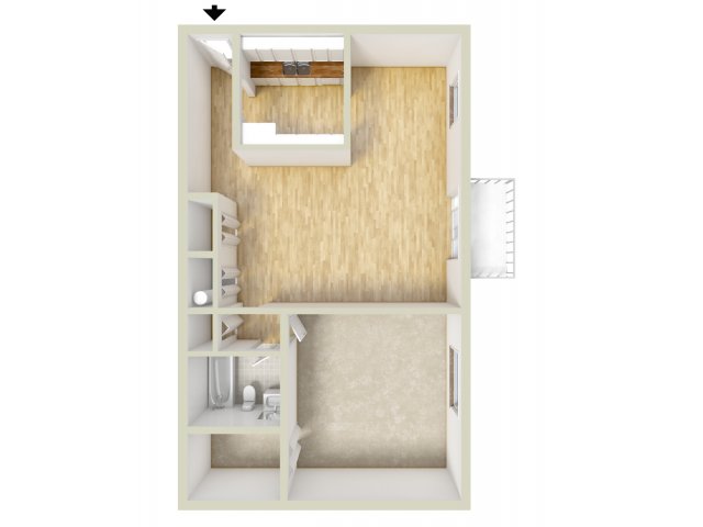 One bedroom floor plan - Norwood House Apartments