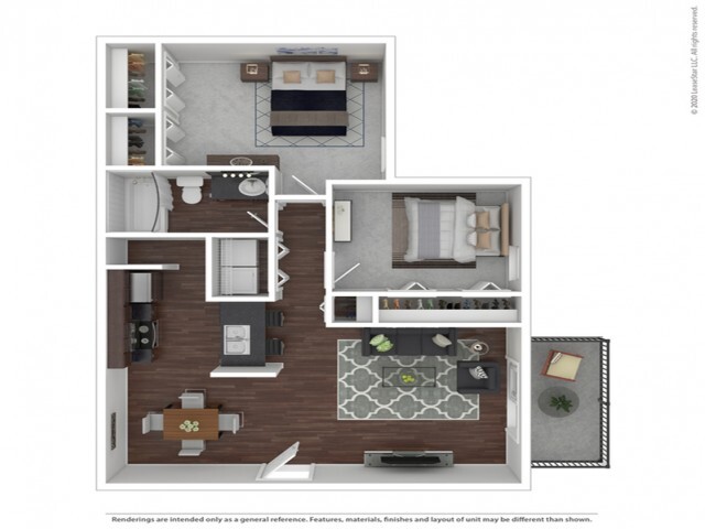 Two Bedroom, One Bathroom, 863 square feet - The Ansley