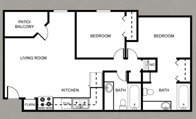 2 Bedroom Traditional - Riverwalk
