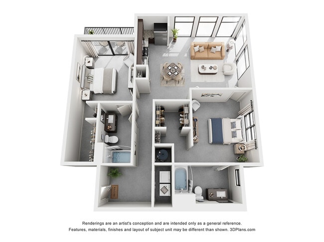 The Albert Floor Plan | 2 Bedroom Apartment in Atlanta | 1277 sq ft | Cottonwood Westside - Cottonwood Westside