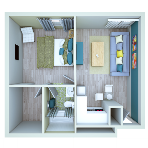 1 Bedroom B - Vue at 3rd Street