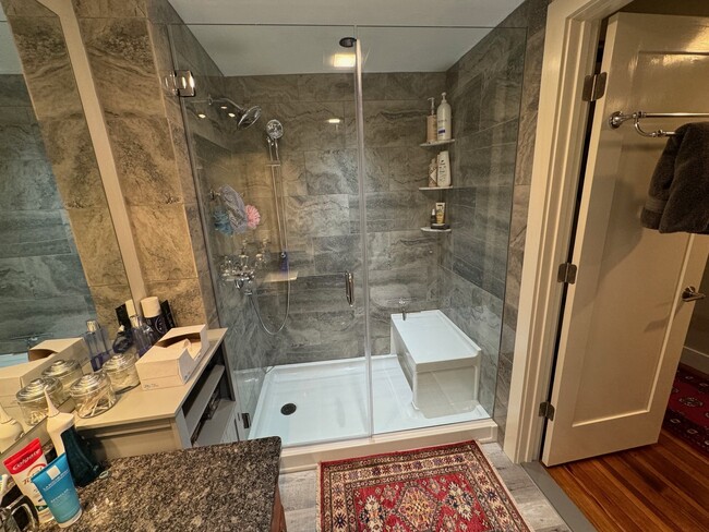 Well illuminated, mirrored wall & custom shower shower - 30 Golden Hill St