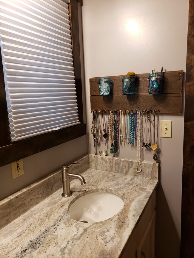 Barnwood jewelry rack in master bath - 7 Willowbrook Close