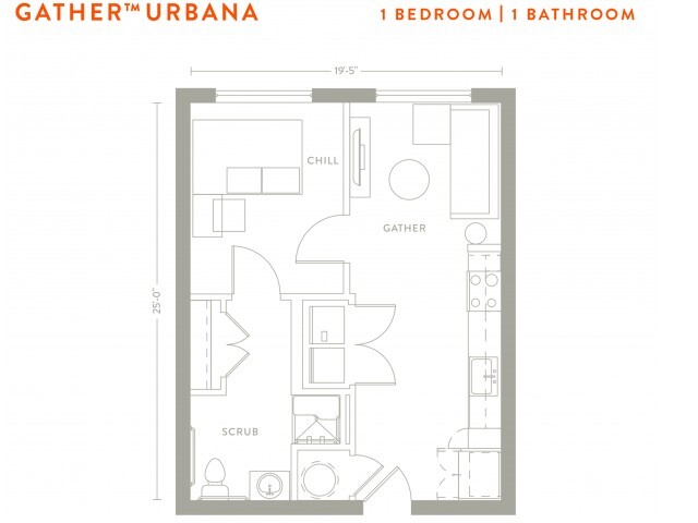 1 Bed, 1 Bath Classic - Yugo Urbana Illinois