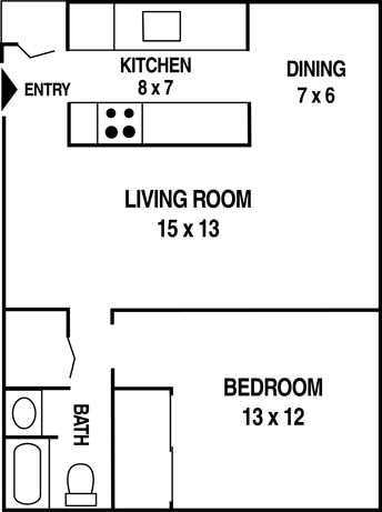 1BR/1BA 650 SqFt - Willow Glen Apartments