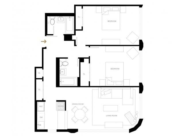2 bed 2 bath B3-R - The Chelsea