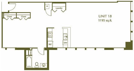 1 Bedroom / 1 Bath / 1195 Sq.Ft. - Eleventh Street Lofts