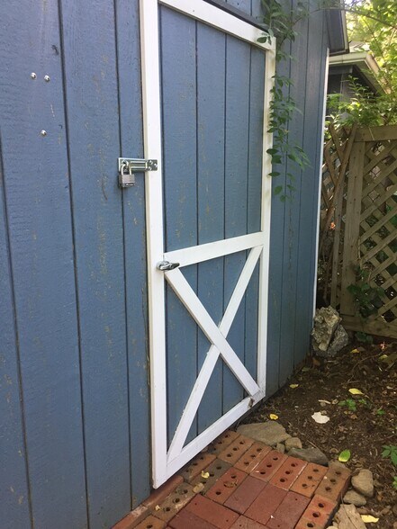 Private Entry to Storage Shed - 28 Greenlawn Dr