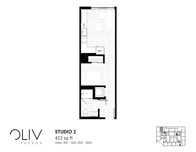 Studio Floor Plan - oLiv Tucson