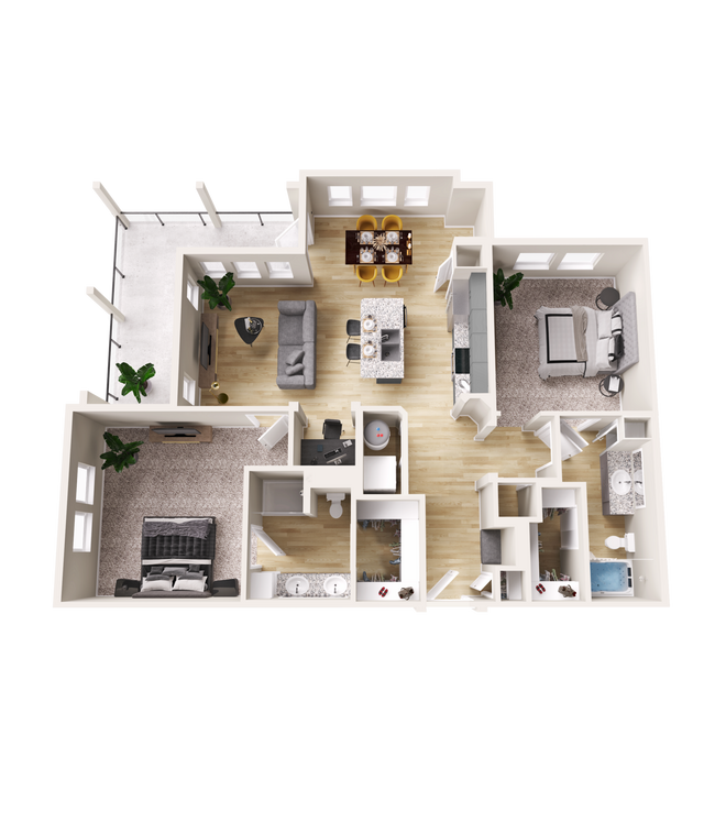 Two Bedroom Apartment in Greenville, TX with walk-in closets and a wrap-around balcony - Aspire at Greenville