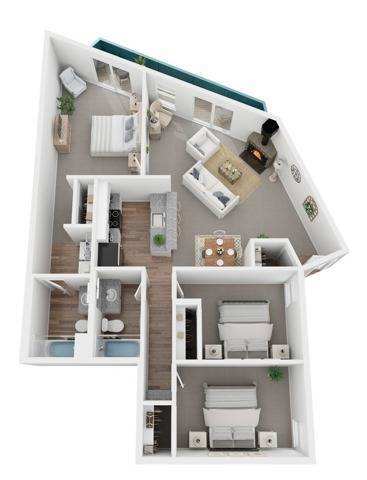 Three Bedroom Floorplan - Copper Hill Apartments