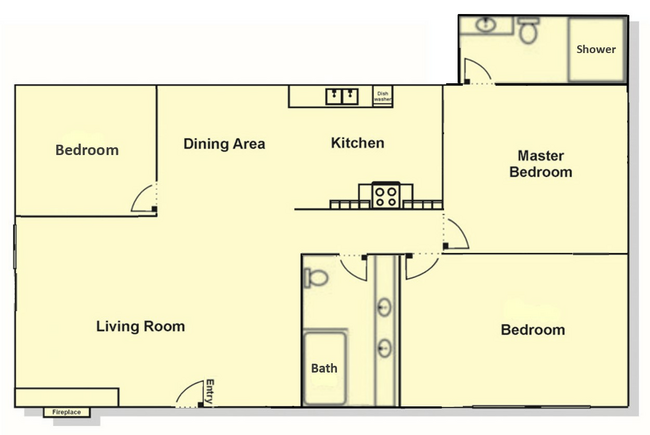 Arroyo Vista 3 bdr floorplan Downstairs 3X2-D.jpg - Arroyo Vista Apartments