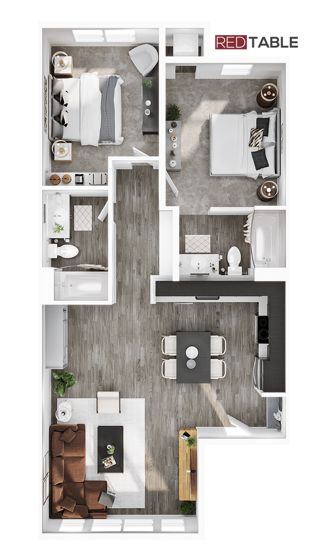 RT 2BR_2BA - B2 957sqft - Red Table Apartments