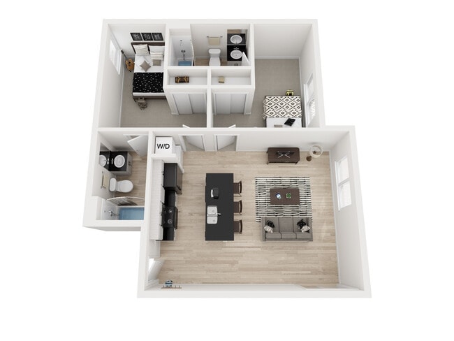 2BR, 2BA - B3 Floor Plan - Aero